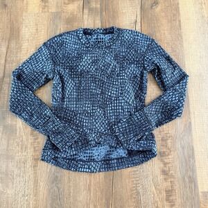 Lululemon Close To Crossing LS Top Tectonic Jacquard Blue Black Womens M Size 8